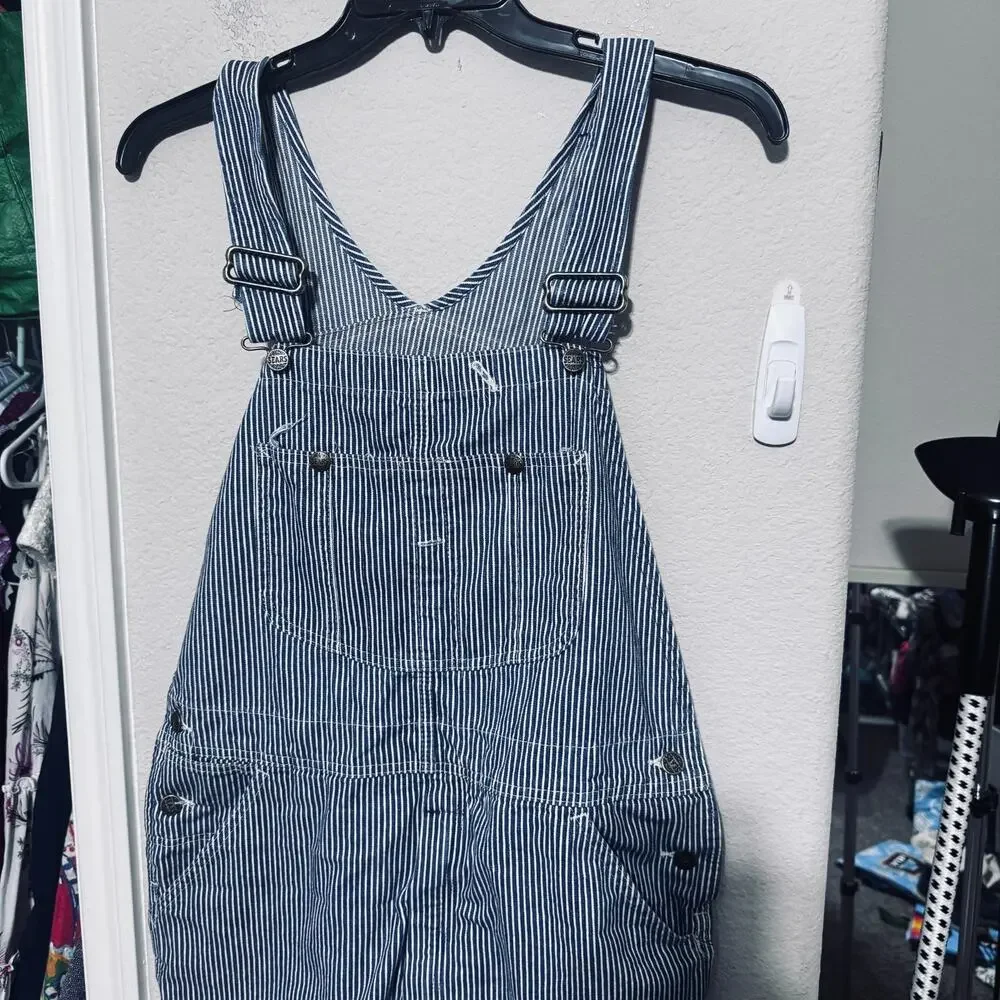 VTG Sears Railroad Striped Overalls weartuff Denim Union Made Mens 34 carpenter